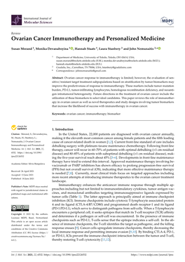 Ovarian Cancer Immunotherapy and Personalized Medicine