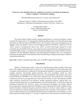 Fatigue Life Prediction of Additive Manufactured Materials Using a Defect Sensitive Model