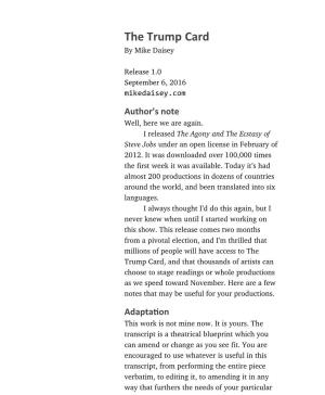 The Trump Card by Mike Daisey