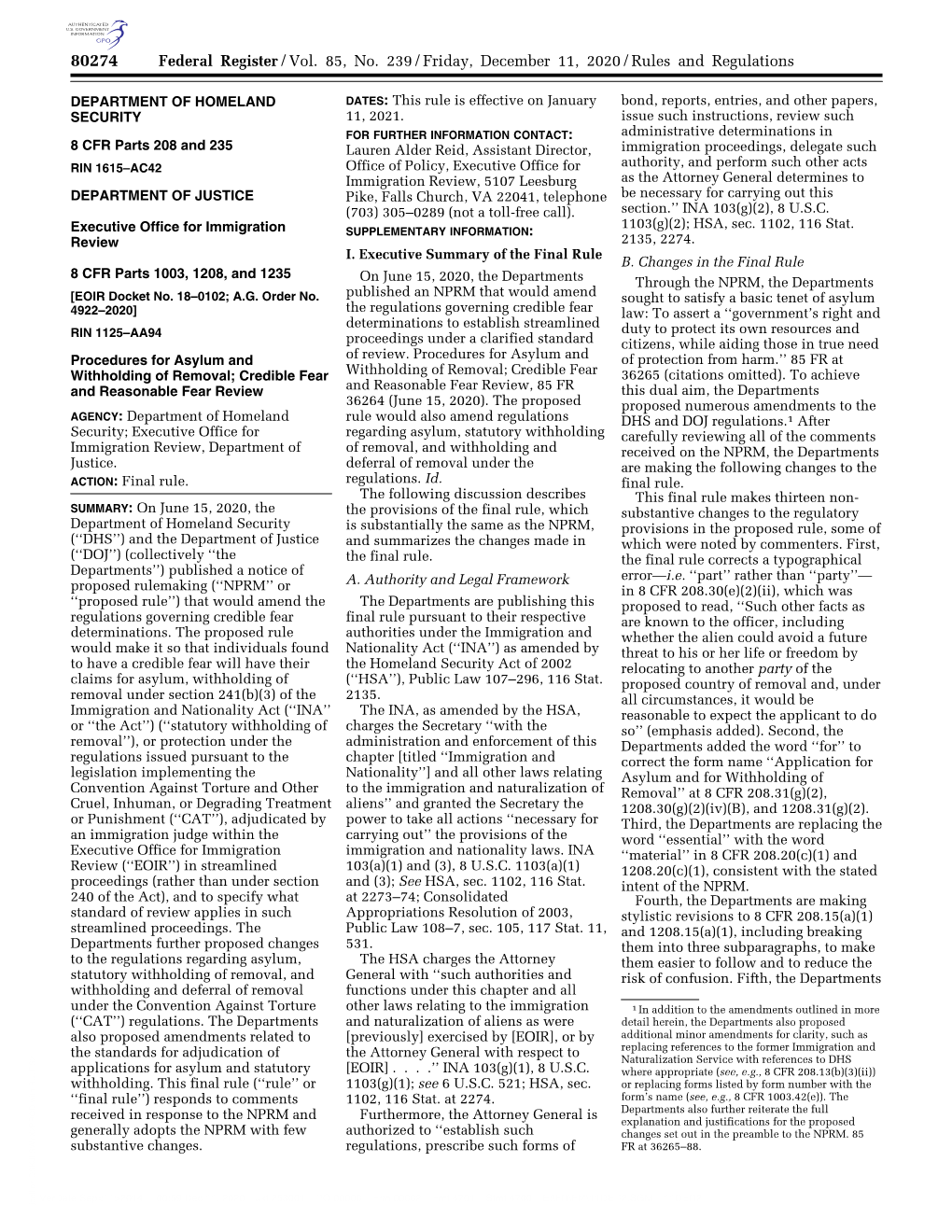 Federal Register/Vol. 85, No. 239/Friday, December 11, 2020