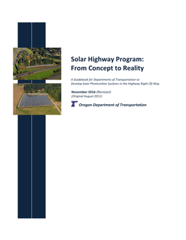 Solar Highway Program: from Concept to Reality