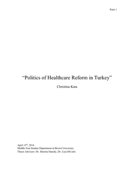 “Politics of Healthcare Reform in Turkey”