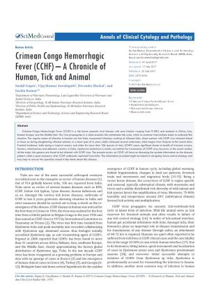 Crimean Congo Hemorrhagic Fever (CCHF) – a Chronicle of Human, Tick and Animal