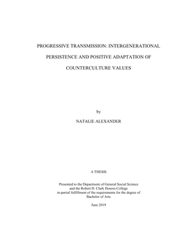 Progressive Transmission: Intergenerational Persistence and Positive Adaptation of Counterculture Values