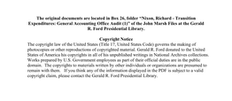 Nixon, Richard - Transition Expenditures: General Accounting Office Audit (1)” of the John Marsh Files at the Gerald R