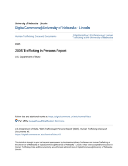 2005 Trafficking in Persons Report" (2005)