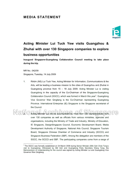 MEDIA STATEMENT Acting Minister Lui Tuck Yew Visits Guangzhou