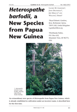 Heterospathe Barfodii, a New Species from Papua New Guinea