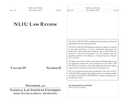 Nliu Law Review Nliu Law Review Vol
