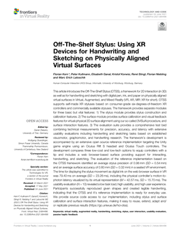 Off-The-Shelf Stylus: Using XR Devices for Handwriting and Sketching on Physically Aligned Virtual Surfaces