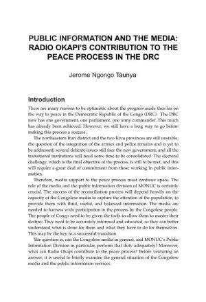 Radio Okapi's Contribution to the Peace Process in The