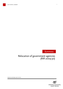 Relocation of Government Agencies (Rir 2009:30)
