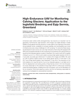 High-Endurance UAV for Monitoring Calving Glaciers: Application to the Ingleﬁeld Bredning and Eqip Sermia, Greenland