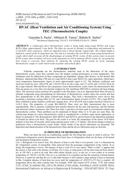 HVAC (Heat Ventilation and Air Conditioning System) Using TEC (Thermoelectric Couple)