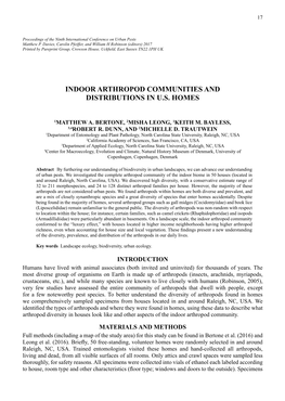 Indoor Arthropod Communities and Distributions in U.S