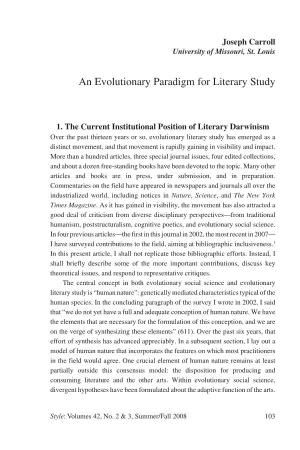 An Evolutionary Paradigm for Literary Study