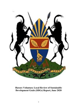 Harare Voluntary Local Review of Sustainable Development Goals (Sdgs) Report, June 2020