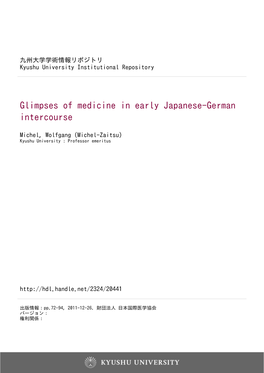 Glimpses of Medicine in Early Japanese-German Intercourse