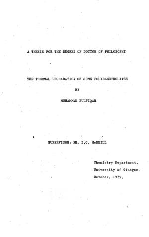 A Thesis for the Degree of Doctor of Philosophy The