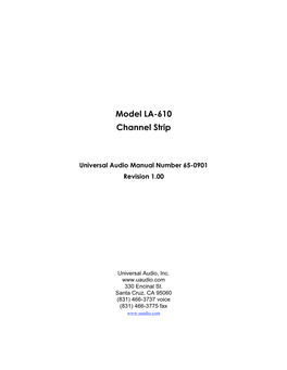 Model LA-610 Channel Strip