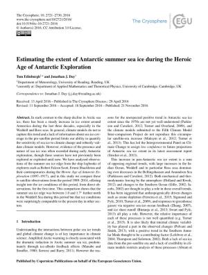 Estimating the Extent of Antarctic Summer Sea Ice During the Heroic Age of Antarctic Exploration