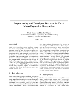 Preprocessing and Descriptor Features for Facial Micro-Expression Recognition