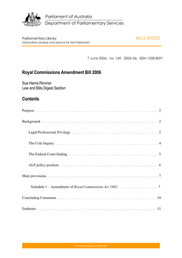 Royal Commissions Amendment Bill 2006