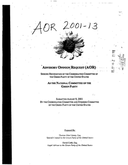 Advisory Opinionj Request (Aor)