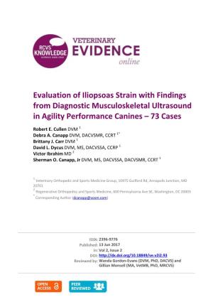 Evaluation of Iliopsoas Strain with Findings from Diagnostic Musculoskeletal Ultrasound in Agility Performance Canines – 73 Cases