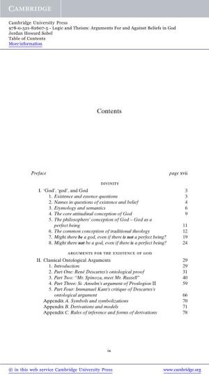 Logic and Theism: Arguments for and Against Beliefs in God Jordan Howard Sobel Table of Contents More Information