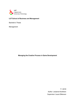 LUT School of Business and Management Bachelor's Thesis