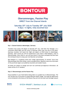 Oberammergau, Passion Play DIRECT from the Channel Islands