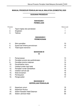 Manual Prosedur Pensijilan Halal Malaysia (Domestik) 2020 I