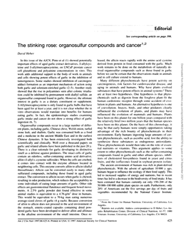 The Stinking Rose: Organosulfur Compounds and ‘��2