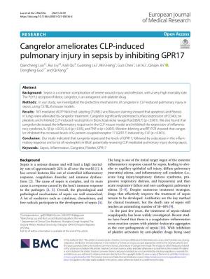 Cangrelor Ameliorates CLP-Induced Pulmonary Injury in Sepsis By