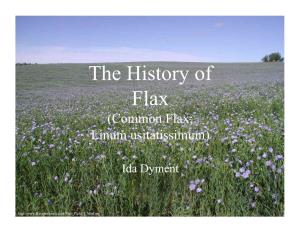The History of Flax (Common Flax; Linum Usitatissimum)