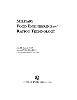 MILITARY FOOD ENGINEERING and RATION TECHNOLOGY