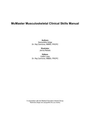 Mcmaster Musculoskeletal Clinical Skills Manual 1E