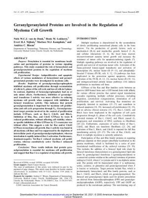 Geranylgeranylated Proteins Are Involved in the Regulation of Myeloma Cell Growth