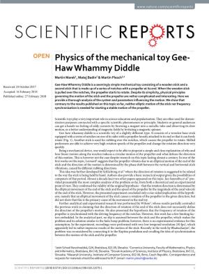 Physics of the Mechanical Toy Gee-Haw Whammy Diddle