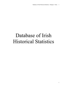 Database of Irish Historical Statistics - Religion - Notes 1