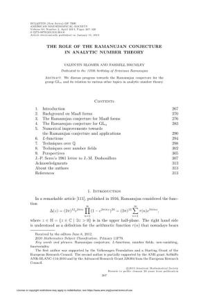 The Role of the Ramanujan Conjecture in Analytic Number Theory
