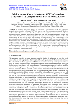 Fabrication and Characterization of Al 7075-Cenosphere Composite & Its
