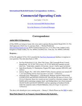 Commercial Operating Costs