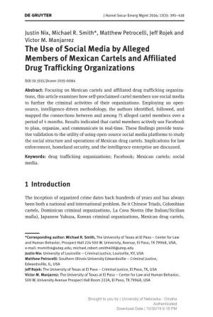 The Use of Social Media by Alleged Members of Mexican Cartels and Affiliated Drug Trafficking Organizations