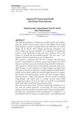 Analysis of Ta'awun Fund Model Best Practice from Indonesia