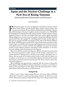 Japan and the Nuclear Challenge in a New Era of Rising Tensions Balancing Between Disarmament and Deterrence