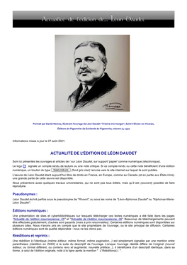 Actualité De L'édition De ... Léon Daudet