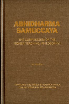 Abhidharmasamuccaya of Asanga," Recent Researches in Buddhist Steadies