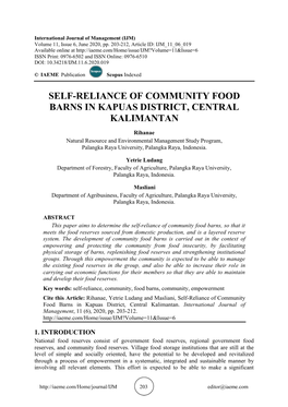 Self-Reliance of Community Food Barns in Kapuas District, Central Kalimantan